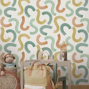 Curly Confetti Wallpaper Green / Yellow / Orange 14111