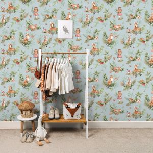 Woodland Creatures Wallpaper Duck Egg Blue Holden 14120