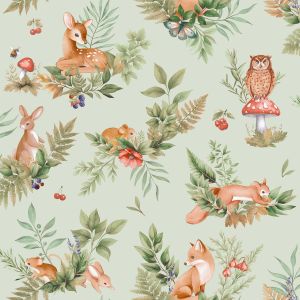 Holden Woodland Creatures Wallpaper Sage Green 14121