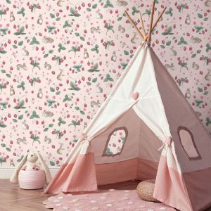 14141  Bunnies & Berries Wallpaper Pink Holden