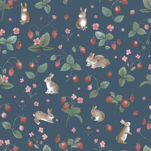 Bunnies & Berries Wallpaper Navy Blue Holden Product Code: 14142