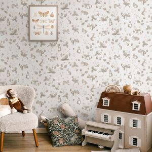 Bunnies, Berries and Strawberries Wallpaper Neutral Holden 14143