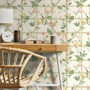 Floral Trellis Wallpaper Orange / Cream Holden 14200