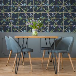 Holden 14202 Trailing Floral Trellis Wallpaper Navy
