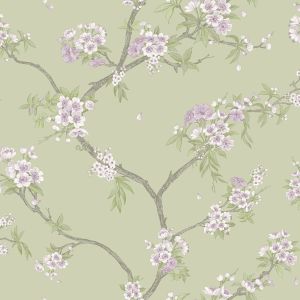 Cherry Blossom Wallpaper Sage Green / Heather Holden 14210