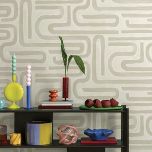Brush Strokes Geometric Wallpaper Beige Holden 14230