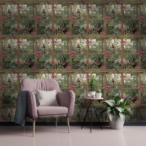 Comoro Animal Panel Wallpaper Light Wood Holden 91392