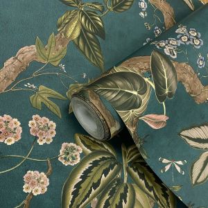 Holden 13682 Peacock Woods Wallpaper Aqua / Multi