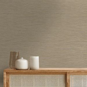 Plain Grasscloth Textured Wallpaper Brown Holden 66231