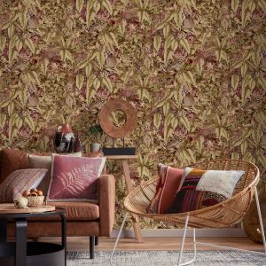 Lemur Leafy Berry / Green Wallpaper Holden 14310