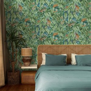 Holden Jungle Lemur Leafy Wallpaper Aqua / Green 14311