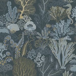 Underwater World Wallpaper Navy Blue / Gold Holden 14341