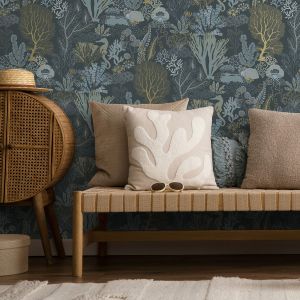 Holden 14341 Underwater World Wallpaper Navy Blue / Gold