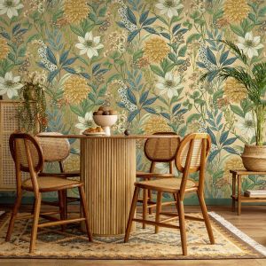 Metallic Gold Oversized Floral Wallpaper Holden 14320