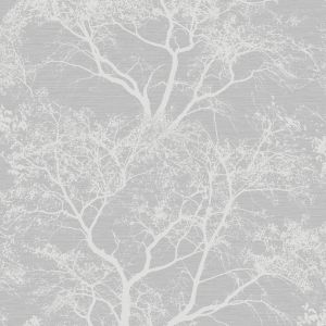 Grey Silver Whispering Trees Glitter Wallpaper - Holden Decor 65401