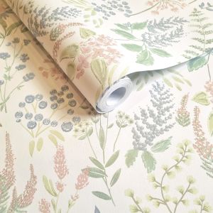 Pink and Cream Rural Paradise Floral Sprig Wallpaper Holden