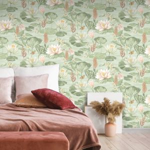 Holden Rural Paradise Lily Pad Wallpaper Green