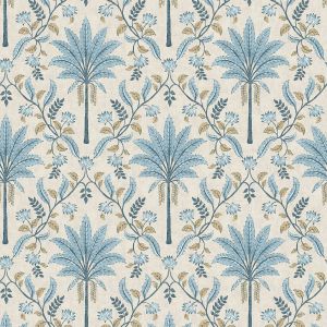 Palm Trellis Wallpaper Blue Holden