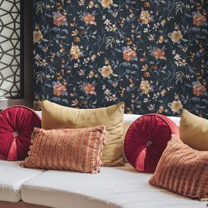 Navy Blue Oriental Floral Wallpaper Holden 13820