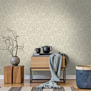 Holden 76001 Hawthorn Meadow Textured Blown Vinyl Wallpaper Sage Green