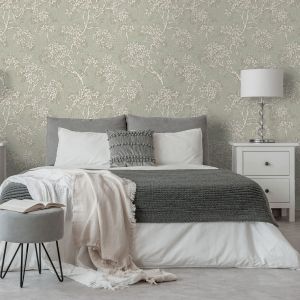 Tree Trail Textured Blown Vinyl Wallpaper Sage Holden 76011