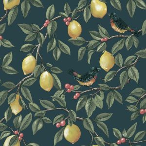 Lemon Leaf Trail Wallpaper Teal Holden 13871