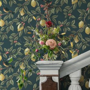 Lemon Tree Trail Wallpaper Teal Holden 13871