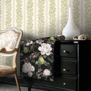 Holden 13960 Foliage Stripe Wallpaper Cream / Blush