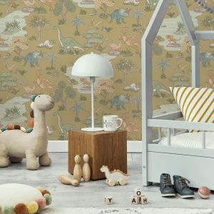 Holden 14011 Dino Zoo Wallpaper Ochre