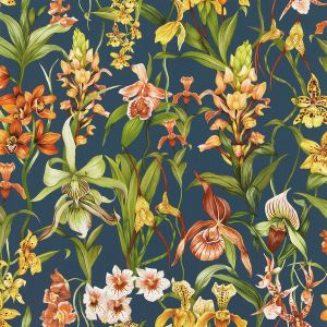 Harlequin Kalina Wallpaper Midnight / Baked Terracotta / Nectar 
