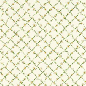 Harlequin X Sophie Robinson Daisy Trellis Wallpaper Emerald and Pearl