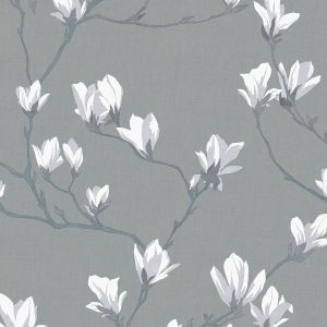 Laura Ashley Magnolia Grove Wallpaper Slate Grey 113354