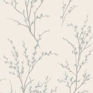 Laura Ashley Pussy Willow Wallpaper Off White / Steel 113359