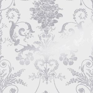 Laura Ashley Josette Metallic Damask Wallpaper Silver 113379