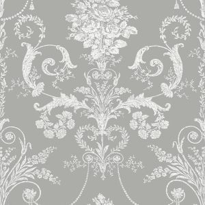 Laura Ashley Josette Damask Wallpaper Steel Grey 113383
