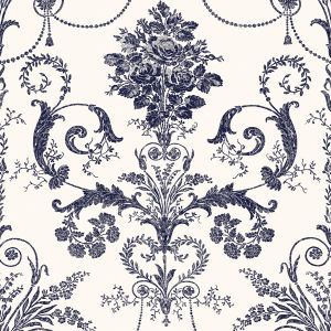 Laura Ashley Josette Wallpaper Off White / Midnight 