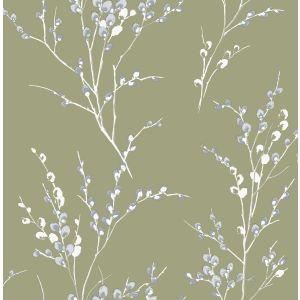 Laura Ashley Pussy Willow Wallpaper Moss Green