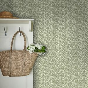 Sweet Alyssum Wallpaper Moss Green - Laura Ashley
