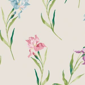 Laura Ashley Hawling Irises Wallpaper Soft Natural