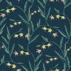 Laura Ashley Fulwell Fuchsia Wallpaper Midnight Seaspray 