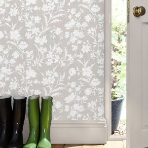 Laura Ashley Floral Trail Rye Wallpaper Dove Grey 130110