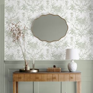 Laura Ashley Floral Damask Wallpaper Sage Green 130112