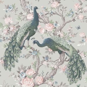 Laura Ashley Peacock Wallpaper Sage Green 130113