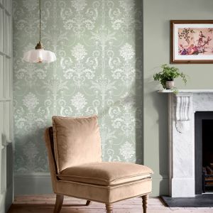 Damask Floral Wallpaper Sage Green Laura Ashley 130114