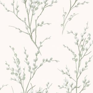 Pussy Willow Meadow Wallpaper Sage Green / Cream Laura Ashley 130115