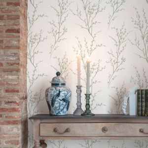 Laura Ashley Pussy Willow Sprig Wallpaper Sage Green / Cream 130115