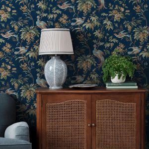Laura Ashley Attleton Deep Blue Wallpaper 140316
