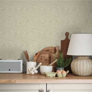 Laura Ashley Bird and Floral Wallpaper Stone Grey 140319