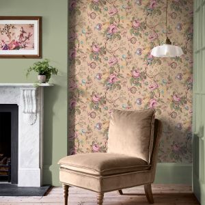 Uffington Roses Wallpaper Plaster Pink Laura Ashley 140323