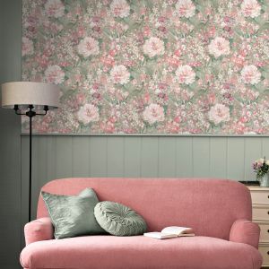 Mayville Wallpaper Hedgerow Green 140328 Laura Ashley